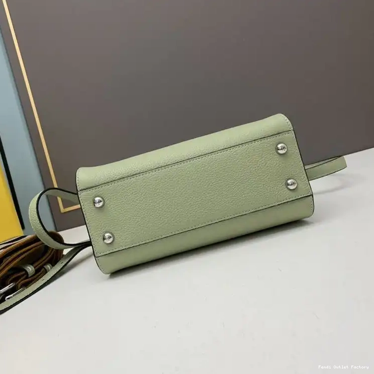 Vintage HOT Iconic Calf Leather Green Stitching Mini In Peekaboo Bag Fendi 0604
